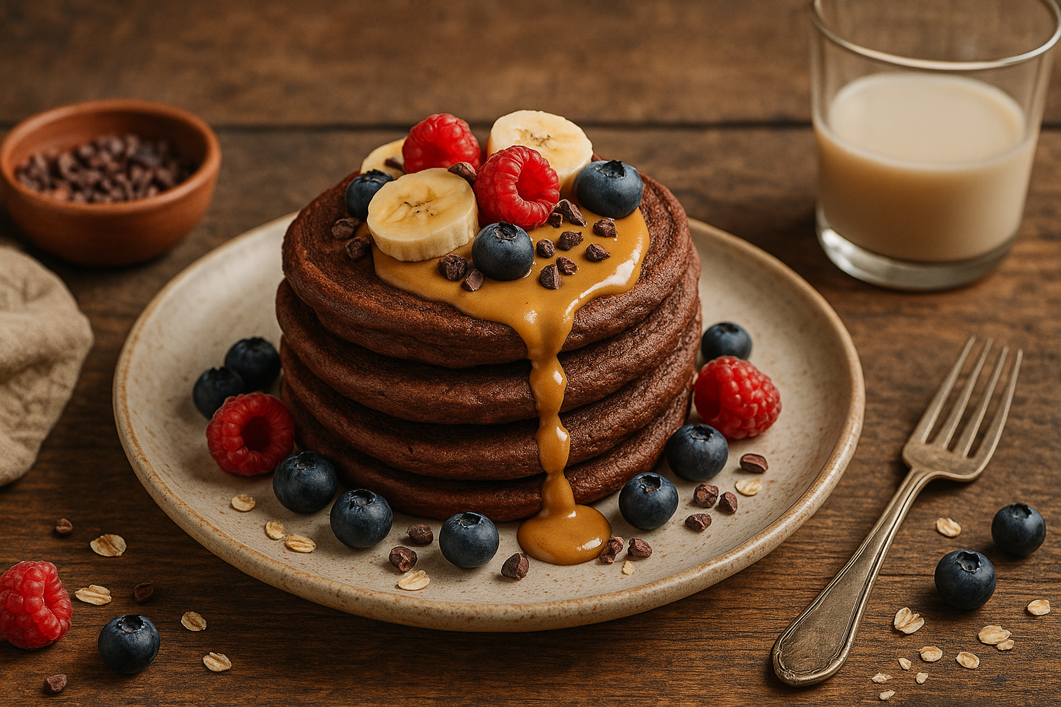 Vegane Schoko-Protein-Pfannkuchen