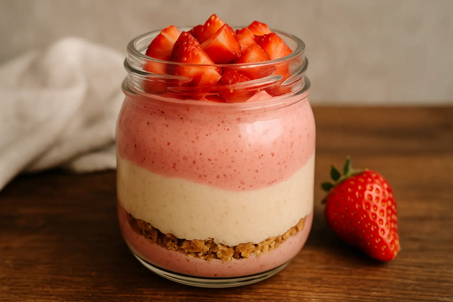 Erdbeer-Vanille-Dessert im Glas