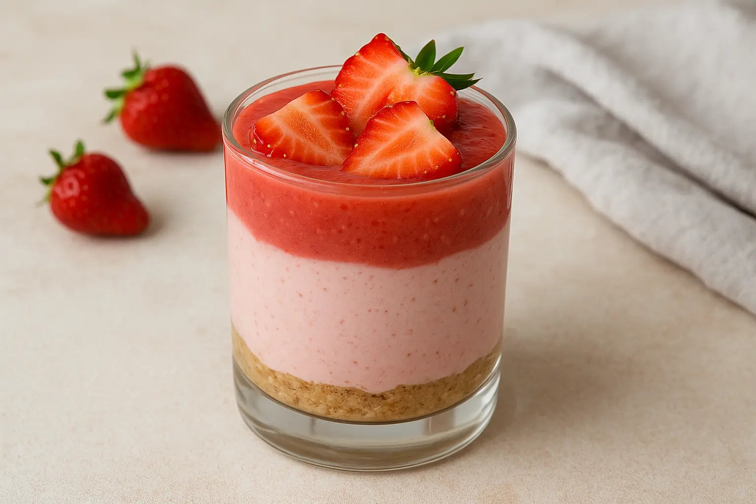 Strawberry Protein Cheesecake im Glas
