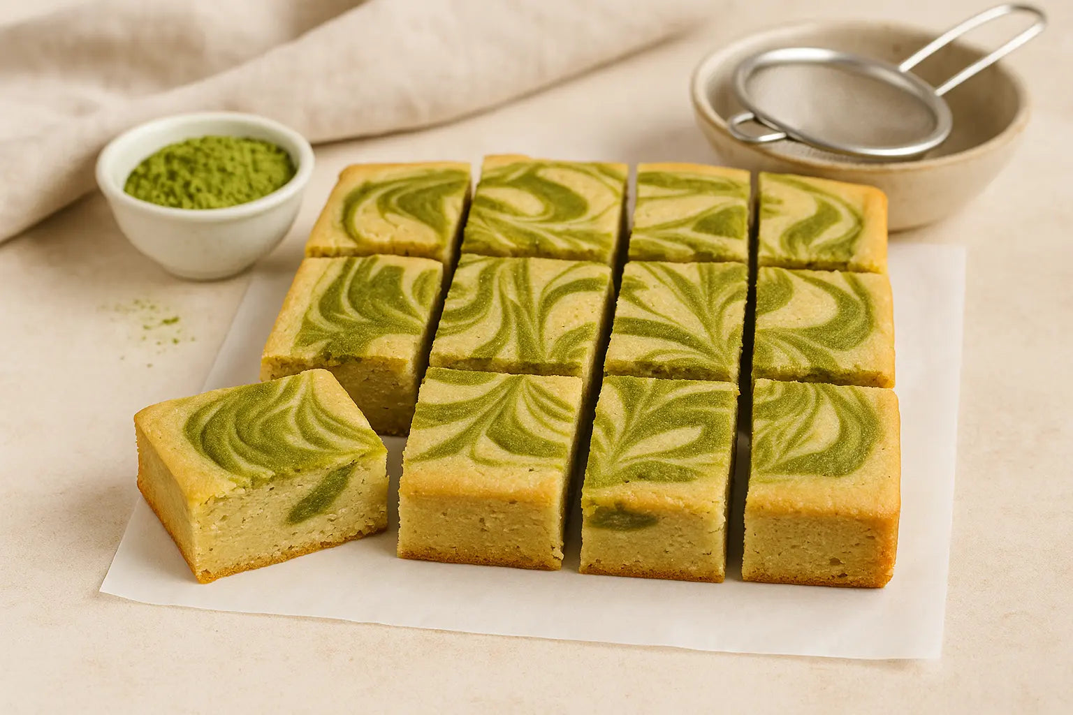 Vanille-Matcha-Swirl-Protein-Blondies vegardians GmbH