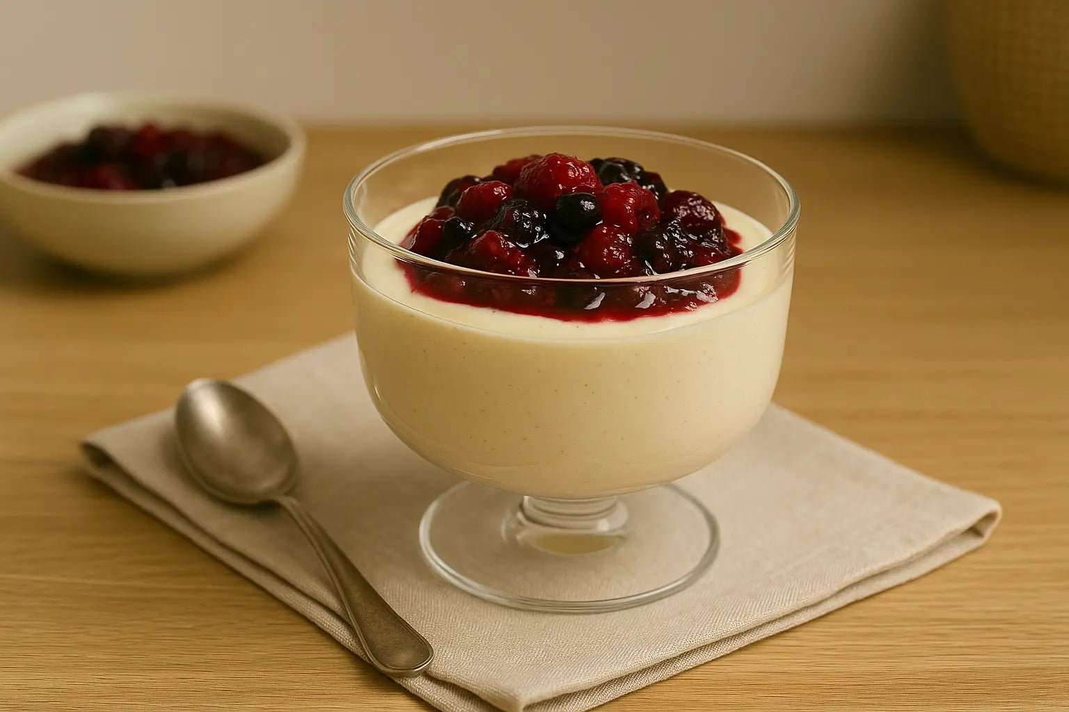 Vanille-Protein-Crème mit Beerenkompott