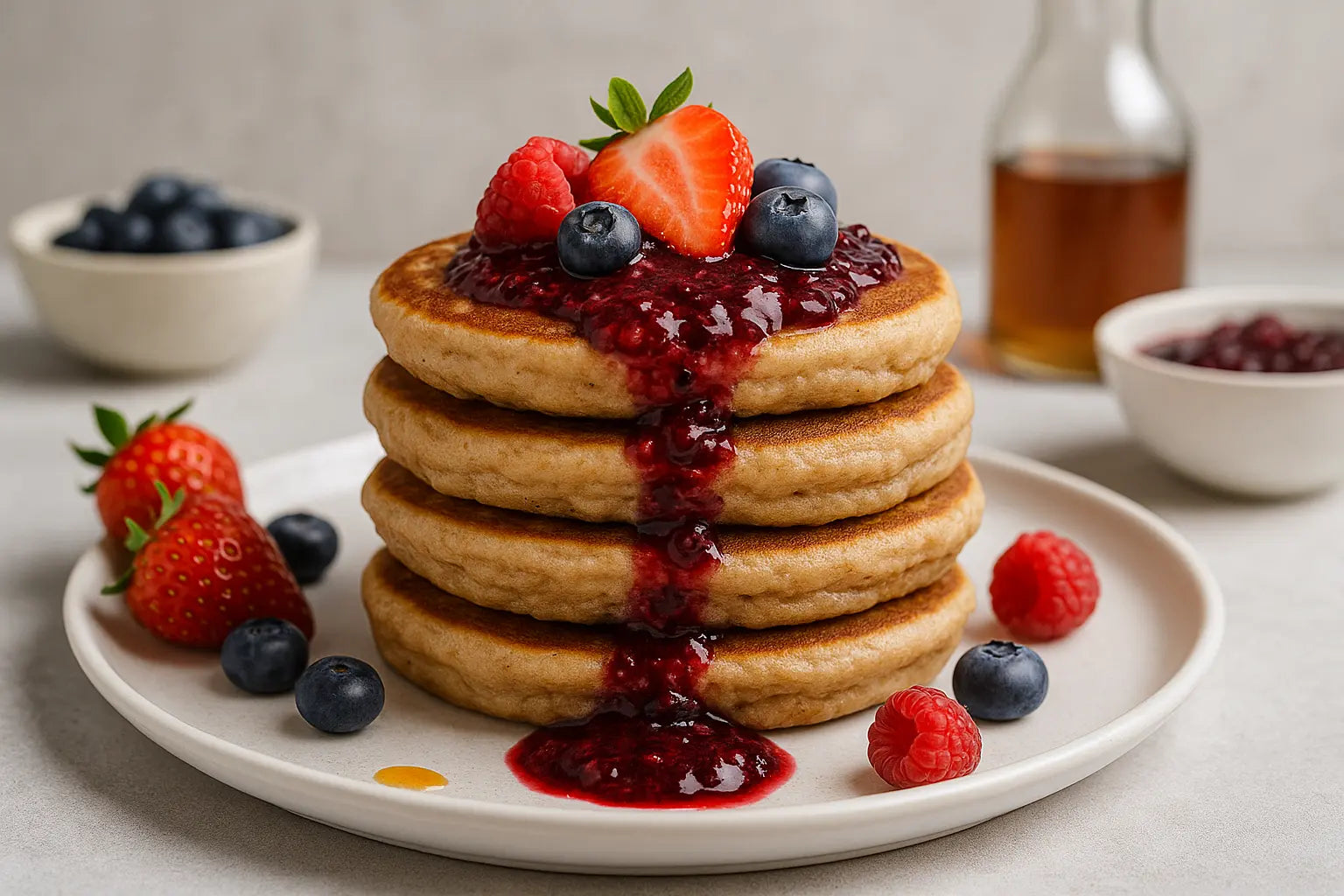 Vegane-Protein-Pancakes-mit-Beerensauce vegardians GmbH