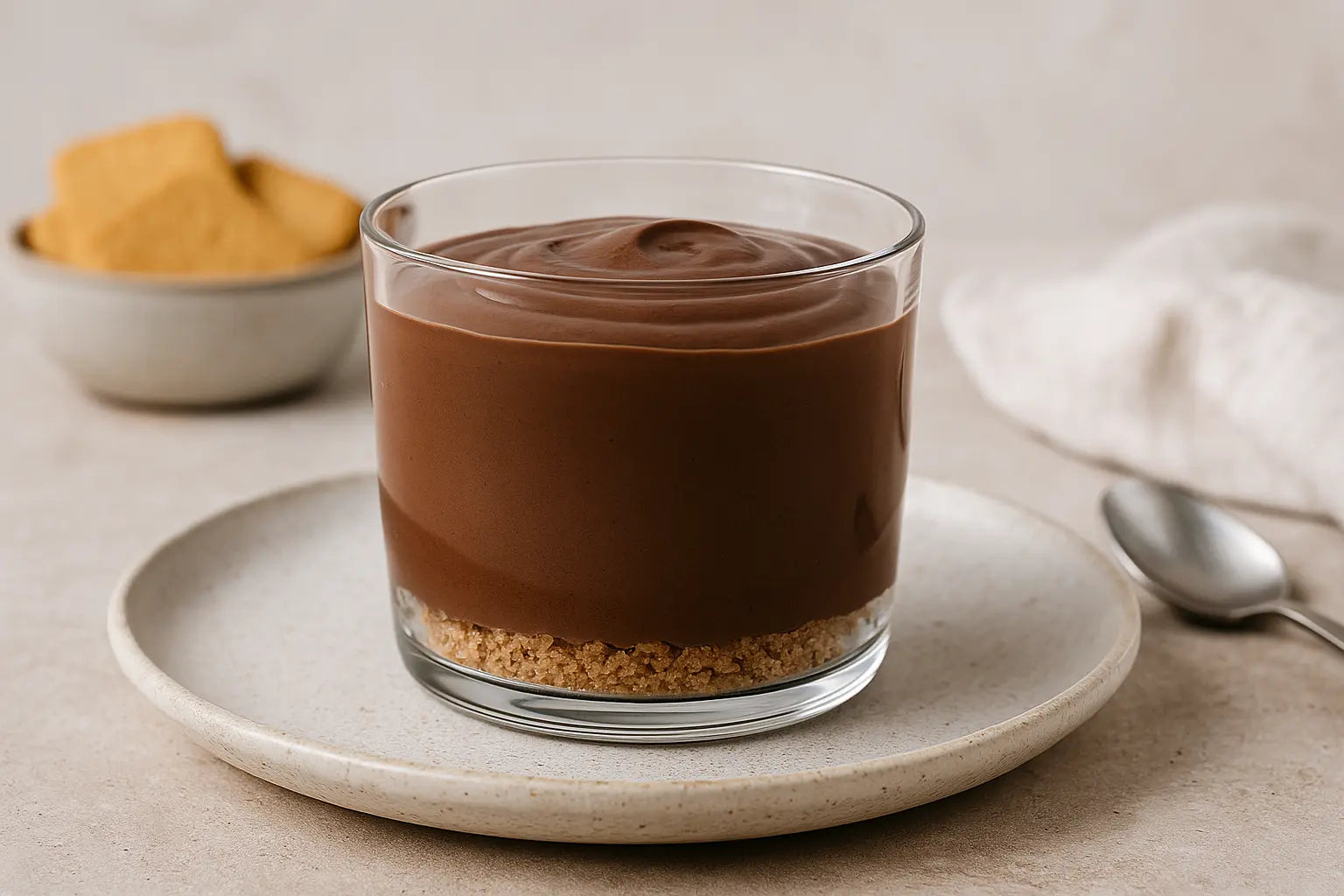 Veganer Protein-Pudding mit Keksboden