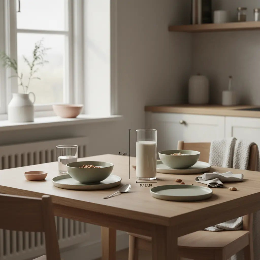 Ruhiges Frühstück in europäischer Küche mit veganem Granola, pflanzlichem Joghurt, Nüssen und Shake auf nachhaltigem Tisch – gesündeste Lebensmittel Liste