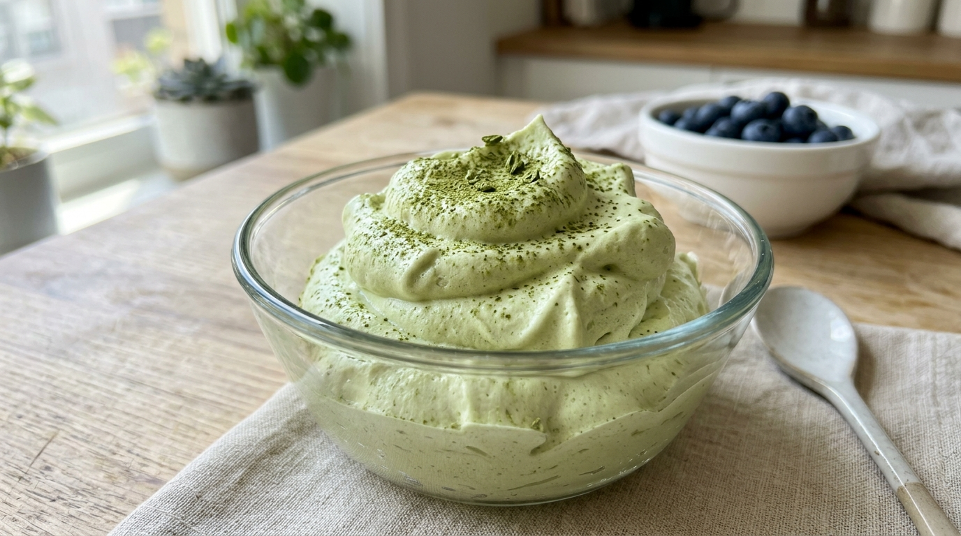 Matcha Protein Mousse vegan – fluffiges Cloud Dessert