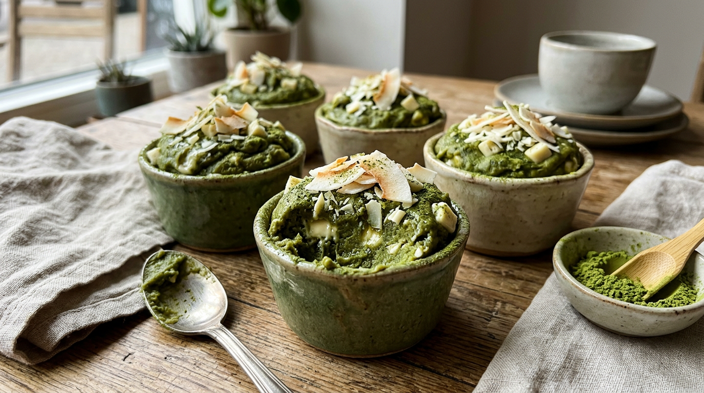 Matcha Protein Cookie Dough Cups vegan