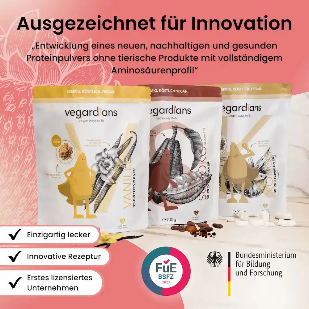 Vegardians Vegan Erdbeere Protein für ein gesundes und Veganer Leben. Ernährungszusatz für Muskelaufbau und tägliche Unterstützung.