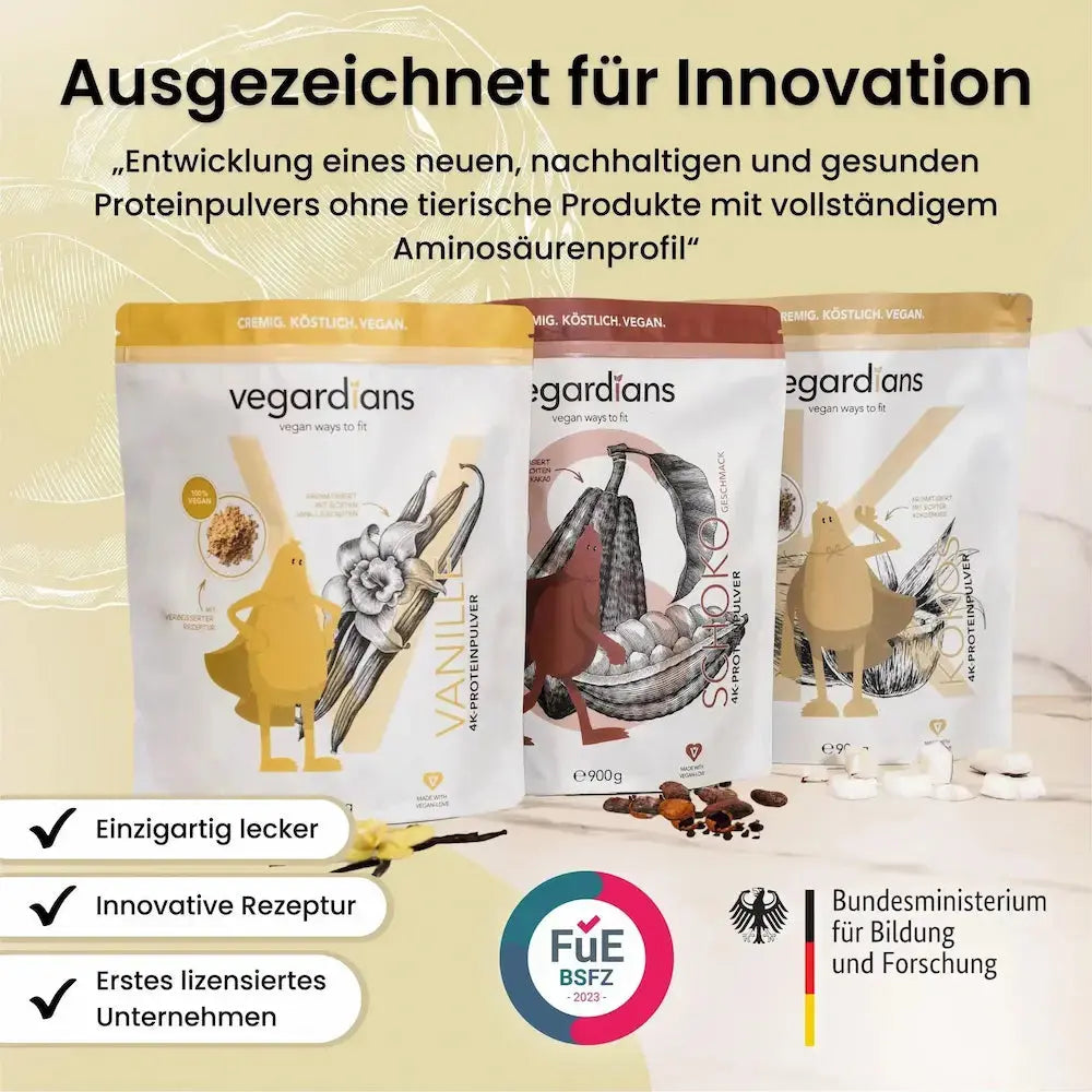 Vegardians Vegan Kokos Protein für ein gesundes und Veganer Leben. Ernährungszusatz für Muskelaufbau und tägliche Unterstützung.