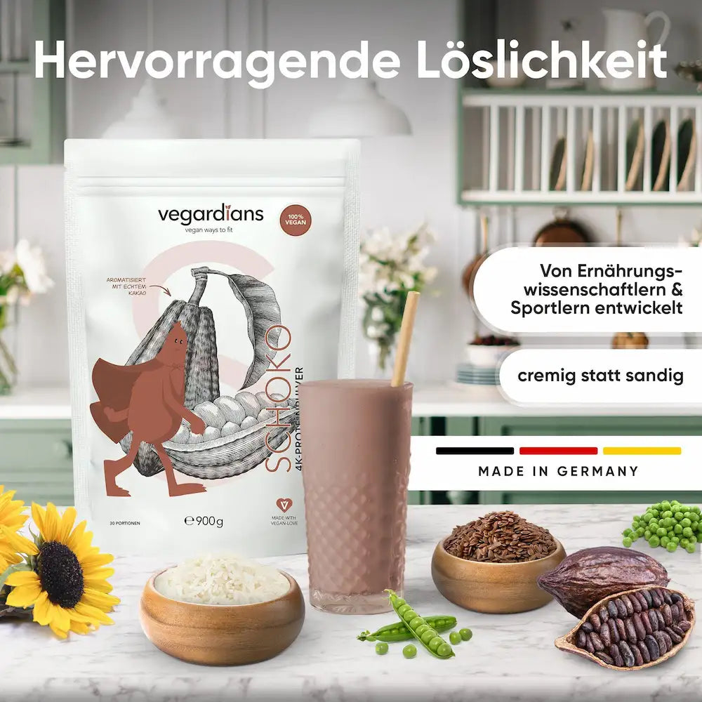Vegardians Vegan Schoko Protein für ein gesundes und Veganer Leben. Ernährungszusatz für Muskelaufbau und tägliche Unterstützung.