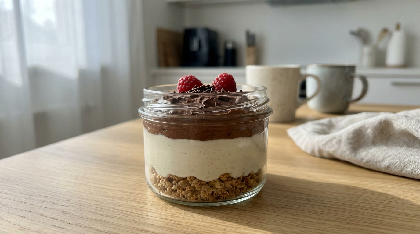 Protein Dessert im Glas (Schoko-Vanille)