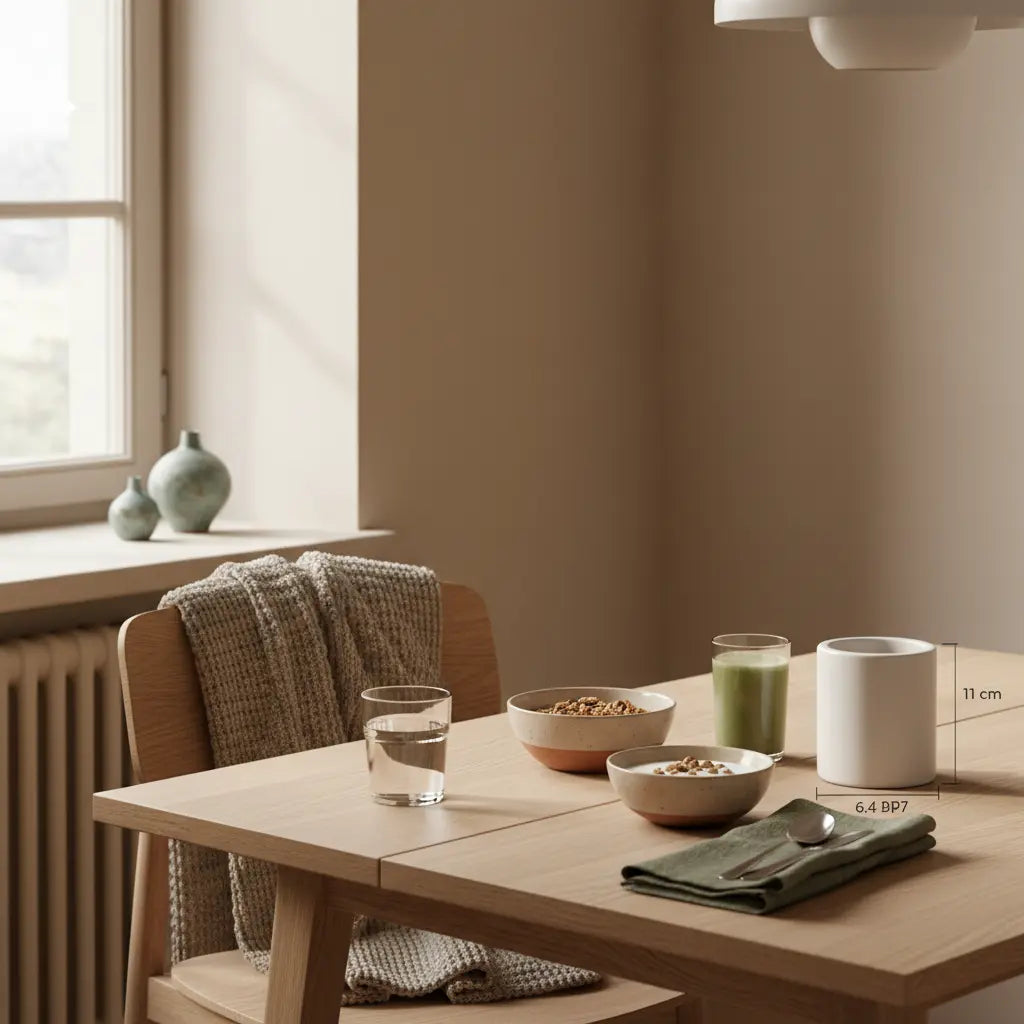 Veganes Winterfrühstück mit Granola, Joghurt, Nüssen und Shake in minimalistischer Vegardians-Küche – Motivationstipps Winter