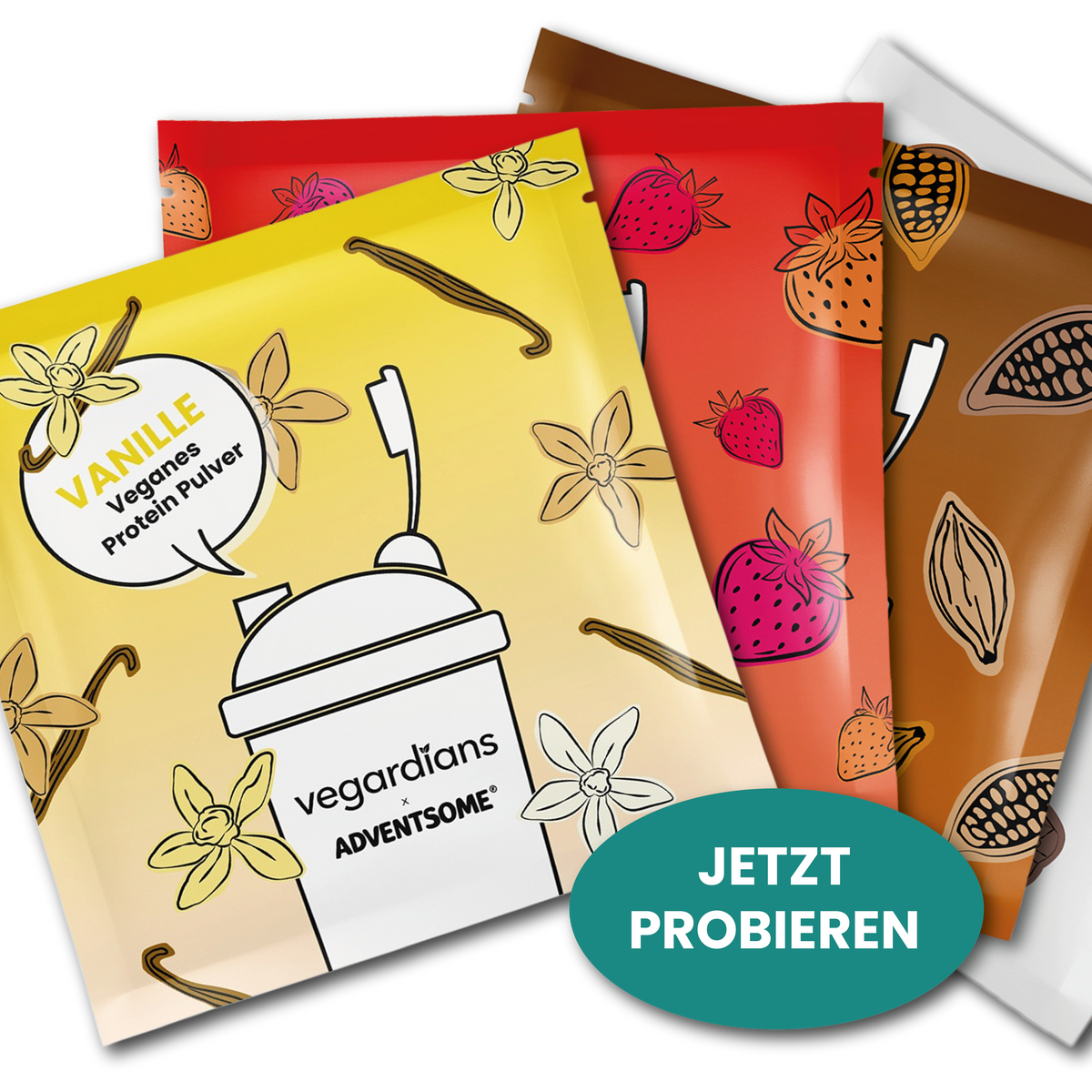 Probebeutel Vanille, Schoko, Kokos, Erdbeere