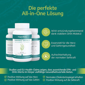 Vegardians Veganes Omega 3 Algenöl – 620 DHA + EPA für ein gesundes und Veganer Leben. Ernährungszusatz für Muskelaufbau und tägliche